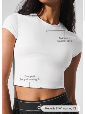 ALO Yoga White Cropped Crew Tee